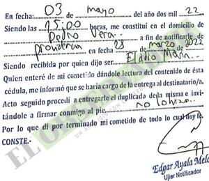 Ujieres de juzgados de paz utilizan sello proforma para informar sobre las notificaciones engañosas