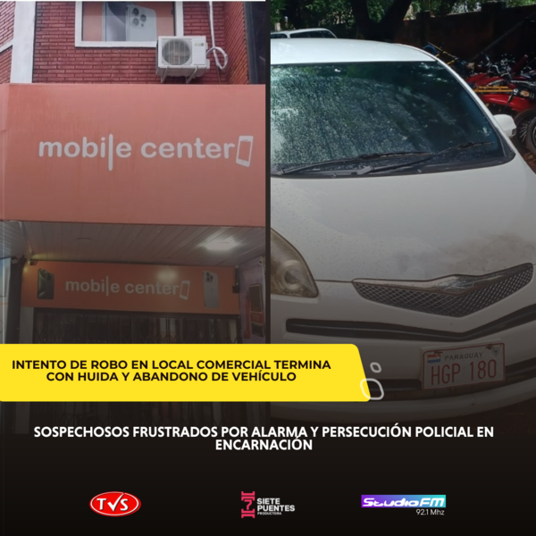 Intento frustrado de robo en local comercial culmina con abandono de automóvil - TVS
