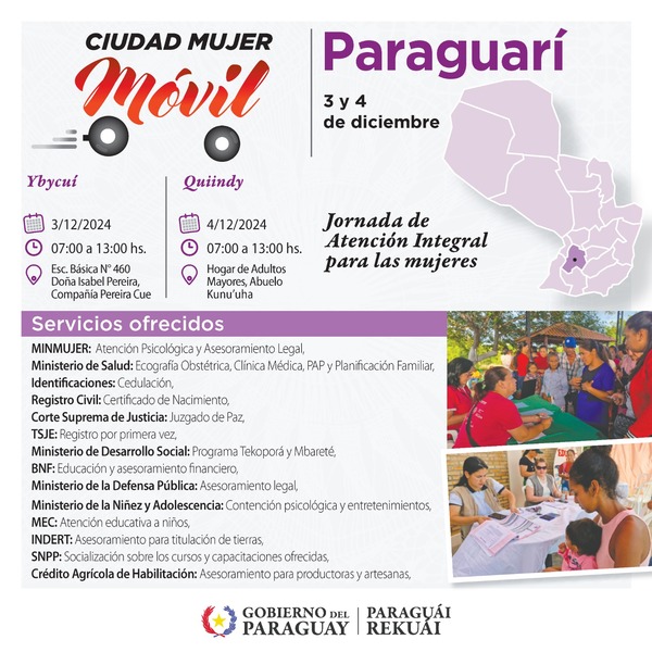 Ybycuí y Quiindy recibirán a Ciudad Mujer Móvil esta semana - .::Agencia IP::.
