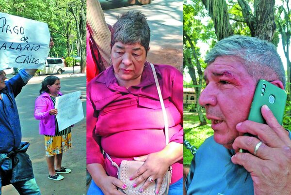 Exobreros quisieron encadenarse frente a la Municipalidad, pero fueron repelidos - La Clave