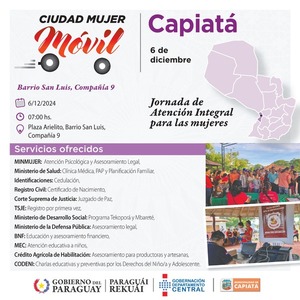 Capiatá recibe a Ciudad Mujer Móvil con servicios gratuitos - .::Agencia IP::.