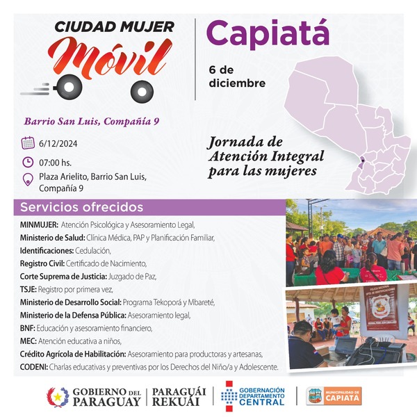 Capiatá recibe a Ciudad Mujer Móvil con servicios gratuitos - .::Agencia IP::.