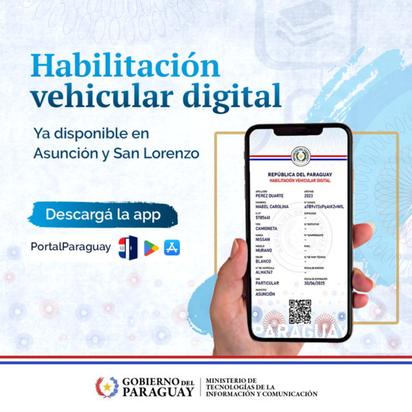 Habilitación vehicular de Asunción y San Lorenzo ya disponibles como documentos digitales - .::Agencia IP::.