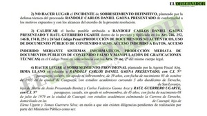 Rechazan sobreseimiento definitivo para implicados en falsificación de resolucines y se les otorga provisional