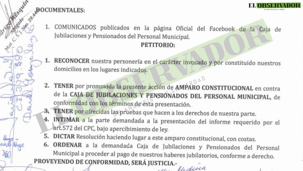 Vía amparo, piden que Caja de Jubilaciones Municipal pague los haberes adeudados desde el 2023