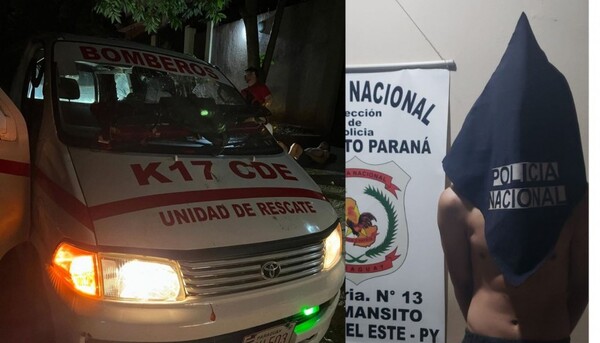 Tolái causó serios daños a ambulancia de bomberos de Ciudad del Este