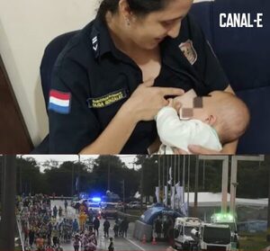 POLICÍA AMAMANTÓ A UNA BEBÉ PORQUE SU MAMÁ SE PERDIÓ ENTRE LOS PEREGRINOS
