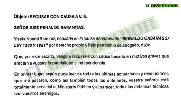 Por supuesta parcialidad, acusada por el caso Berilo recusó a juez y logró frustrar por décima vez la audiencia preliminar