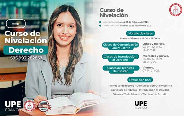 Derecho UPE Franco llama a inscripción al año lectivo 2025 | DIARIO PRIMERA PLANA