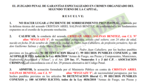 Presunto líder de grupo de sicarios, “Ryguasu’i” afrontará juicio oral y público