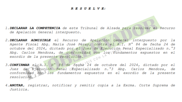 Vaso de leche: Cámara avala resolución de Juez de Ejecución que aplicó condena con suspensión