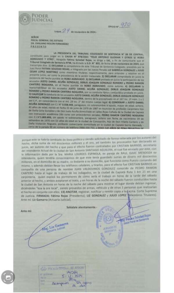 El Tribunal de Luque envió antecedentes sobre asalto al intendente de San Antonio - Nacionales - ABC Color
