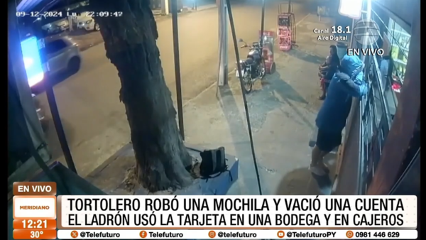 "Tortolero" robó una mochila y vació una cuenta