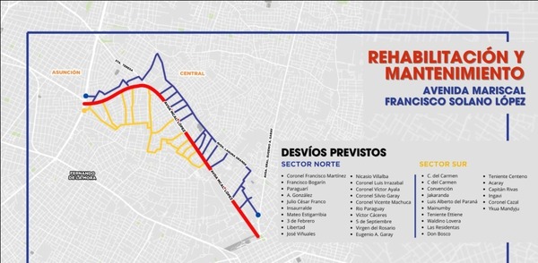 Obras en avenida Mariscal López: plan de desvíos a implementarse desde enero