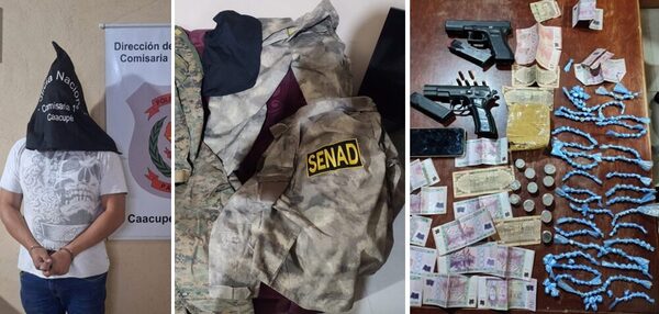 Detienen a policía e incautan de su poder dosis de drogas y uniforme de la Senad