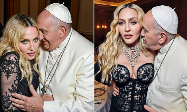 Madonna desata polémica con fotos abrazando al Papa, generadas por IA