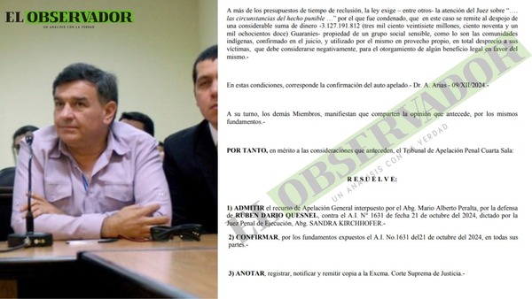 Ratifican rechazo a libertad condicional para extitular de INDI condenado por desvío en “total desprecio” a nativos