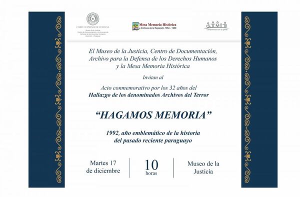 Acto conmemorativo por los 32 años de hallazgo del Archivo del Terror