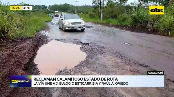 Video: a cuatro años de su inauguración, ruta entre J. E. Estigarribia y Raúl A. Oviedo en pésimo estado - ABC Noticias - ABC Color