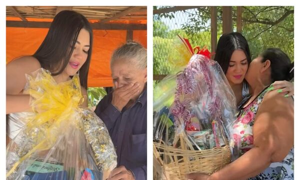 (VIDEO)Laurys Diva repartió alegría en las calles con sus canastas navideñas