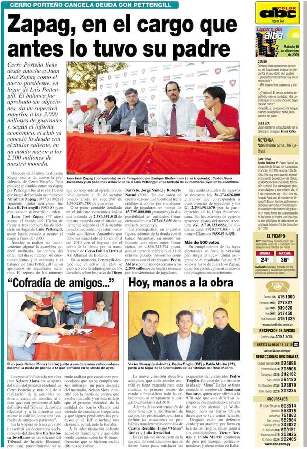 Hace 15 años, JJ Zapag asumía la presidencia de Cerro Porteño - Fútbol - ABC Color