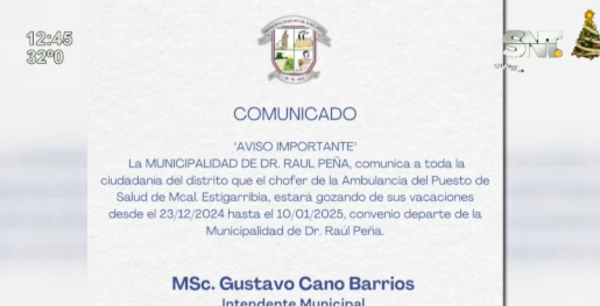 Raúl Peña sin chofer de ambulancia: emergencia dependerá de municipios vecinos  - SNT