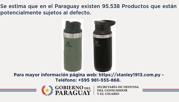 Sedeco advierte sobre tazas defectuosas de productos Stanley