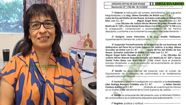 Suspenden a Jueza de Paz de San Roque, actuarios y ujieres