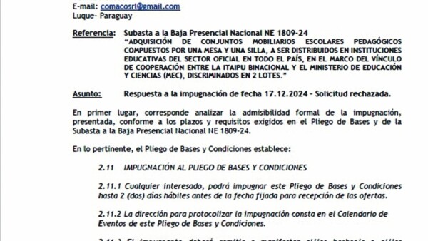 Itaipú da la espalda a fabricantes locales y pide mobiliarios chinos