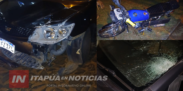 MOTOCICLISTA ALCOHOLIZADO PROTAGONIZÓ COLISIÓN EN CAMBYRETÁ - Itapúa Noticias