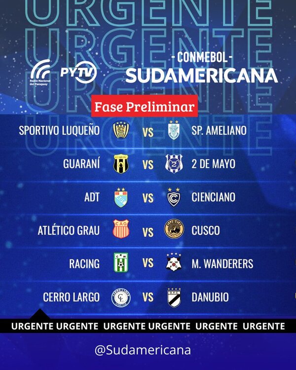 Equipos paraguayos que participan de la fase preliminar de la Sudamericana conocen a sus rivales • RADIO NACIONAL