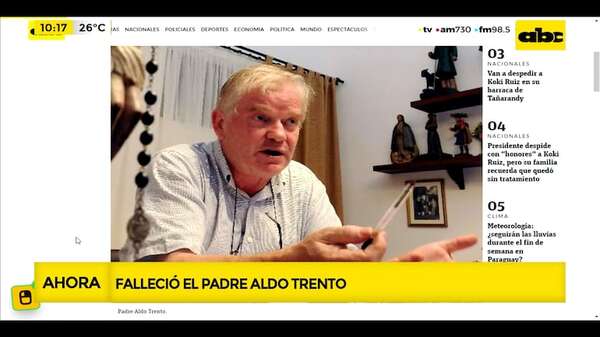 Falleció el padre Aldo Trento, líder de la Fundación San Rafael  - ABC Noticias - ABC Color