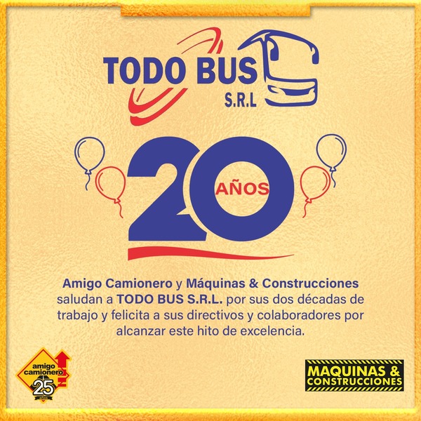 TODO BUS SRL cumple 20 años de trayectoria