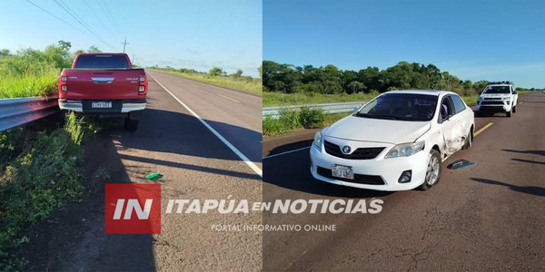 CHOQUE ENTRE CAMIONETA Y AUTOMÓVIL DEJA LESIONADOS Y DAÑOS MATERIALES - Itapúa Noticias