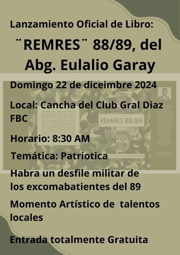 Barrio San Isidro será escenario del lanzamiento del libro histórico "REMRES 88/89: Los Verdaderos Héroes de la Gesta Revolucionaria" » San Lorenzo PY