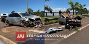 UN JOVEN RESULTÓ ILESO TRAS VUELCO DE AUTOMÓVIL EN CARMEN DEL PNÁ. - Itapúa Noticias