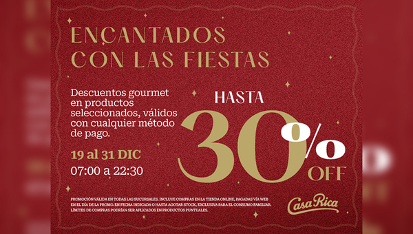Encantados con las fiestas: Casa Rica ofrece hasta 30% off en productos seleccionados