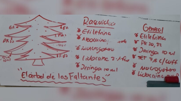 Médicos crean "árbol de los faltantes" de Navidad con los insumos que necesitan en Hospital de Itauguá