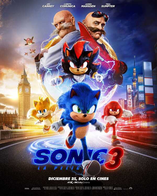Sonic 3: la película se estrena el próximo 2 de enero - trece
