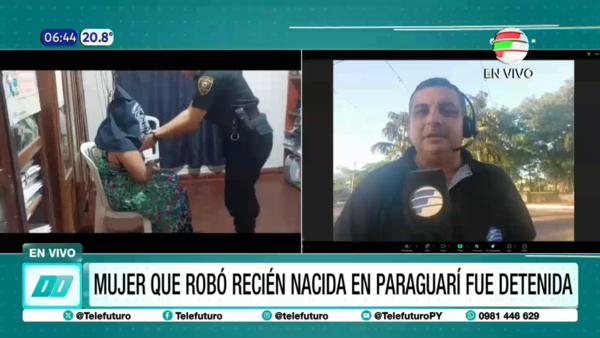 Mujer que robó recién nacida en Paraguarí fue detenida