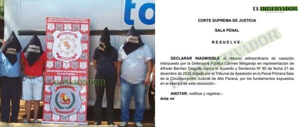 Presentación extemporánea de casación deriva en condena firme a narcotraficantes