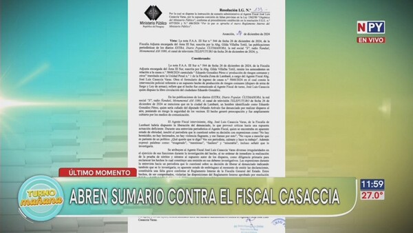 Ministerio Público abre sumario contra el fiscal Casaccia