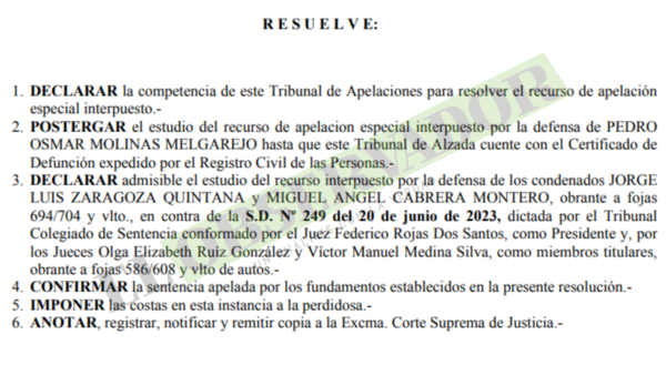 Alzada descarta elementos para anular sentencia por millonario asalto a cambista