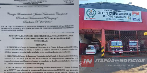BOMBEROS DE ENCARNACIÓN SEGUIRÁN OPERANDO PESE A SUSPENSIÓN DE LA JUNTA NACIONAL - Itapúa Noticias