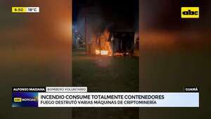 Villarrica: Incendio consumió totalmente contenedores con máquinas de criptominería  - ABC Noticias - ABC Color