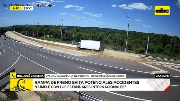 Ypacaraí: uso de rampa de frenado sigue evitando accidentes - ABC Noticias - ABC Color