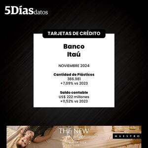 A noviembre, la cartera de crédito con tarjetas del Banco Itaú aumentó 11% | Bancos | 5Días