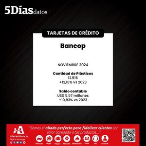 El saldo en cartera de tarjetas del Bancop cerró en US$ 5,57 millones, en noviembre | Bancos | 5Días