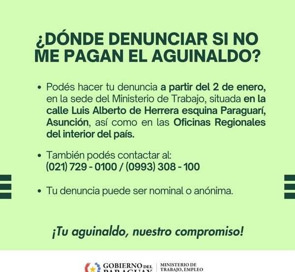 Empleadores tienen tiempo hasta antes del 31 de diciembre para pago del aguinaldo - .::Agencia IP::.