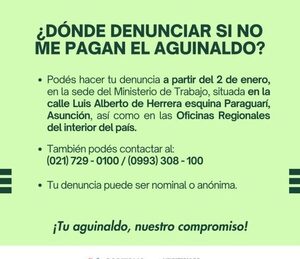 Empleadores tienen tiempo hasta antes del 31 de diciembre para pago del aguinaldo